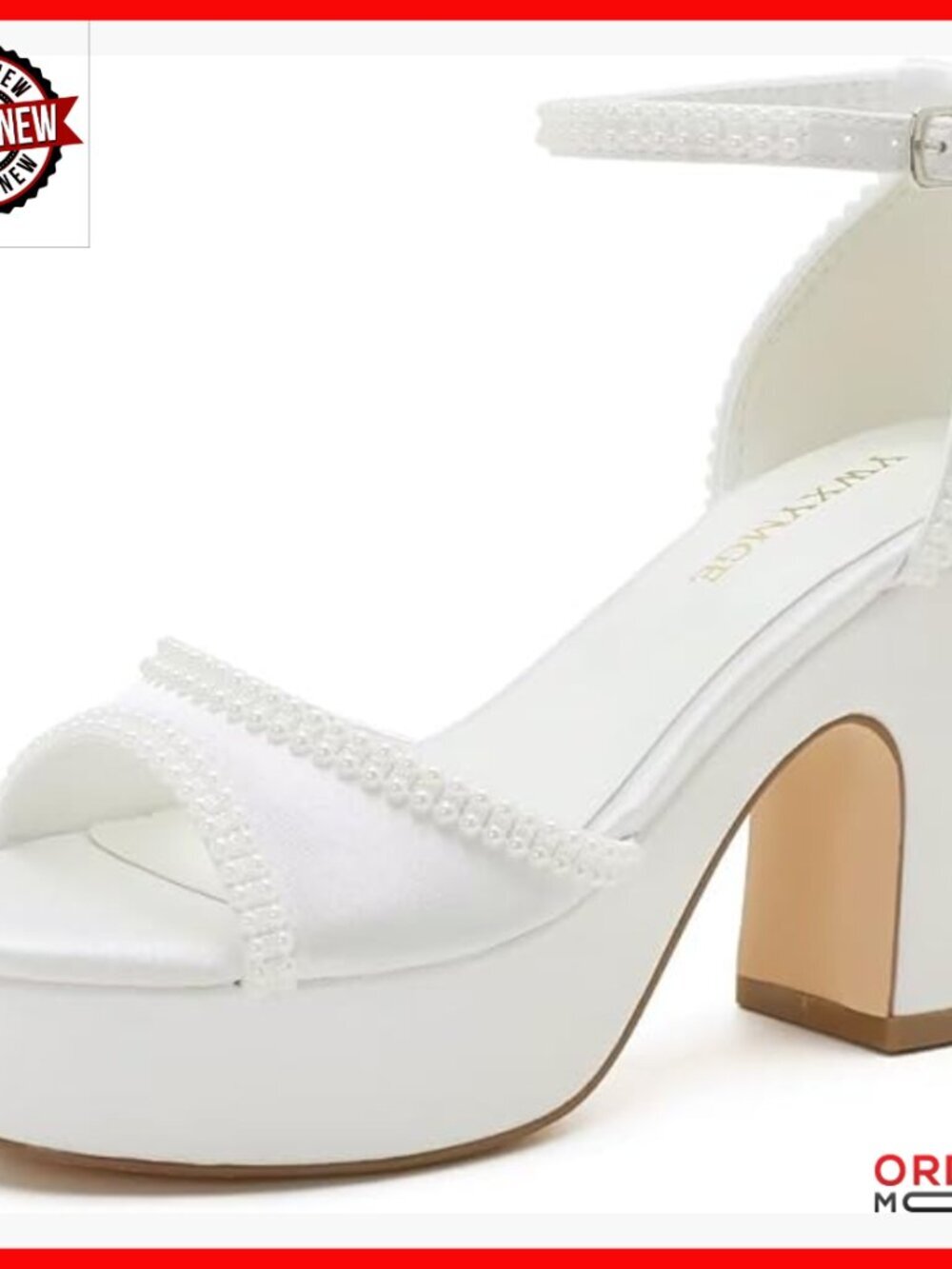 Platform Heel Wedding Sandals Open Toe Bridal Shoes Pearl Bead Details